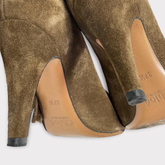 Chloe Brown Suede Heeled Boots - Picture 6 of 8